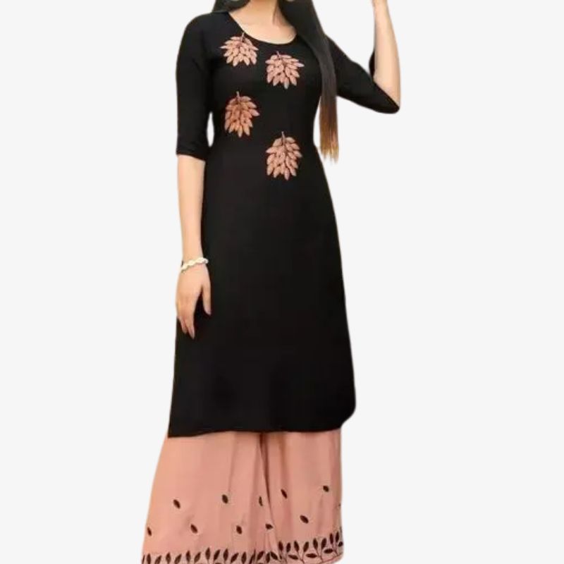 Black Rayon Kurta Set