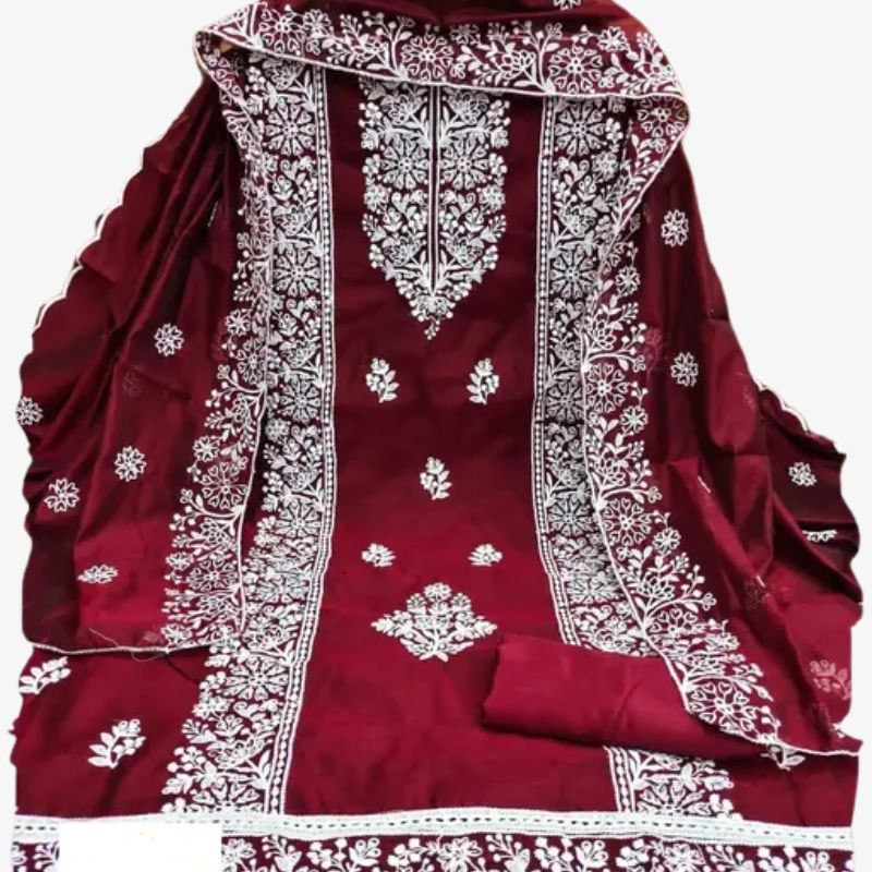 Chanderi Cotton Embroidered Women Suit
