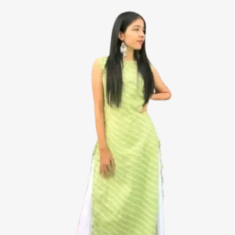 Green Lahariya Sleeveless kurti
