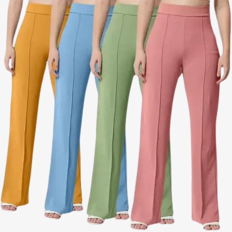 Vintage Classic Bell-Bottom Trousers for Women combo of 4