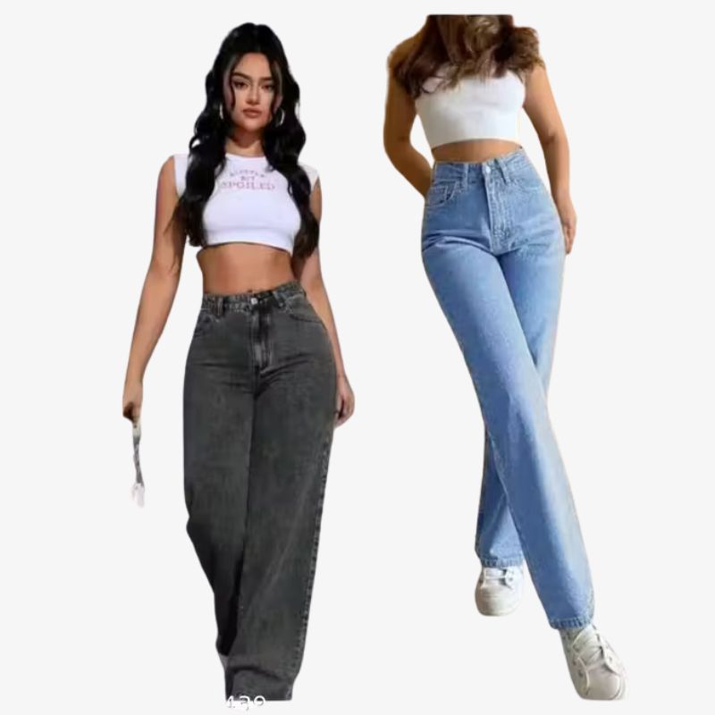 Grey & Ice Blue Denim Jeans for Women