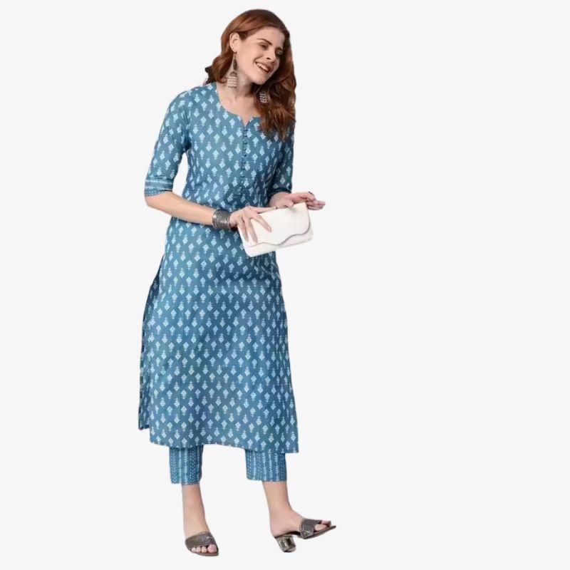 Attractive Flower Printed Women Kurta Pant Set