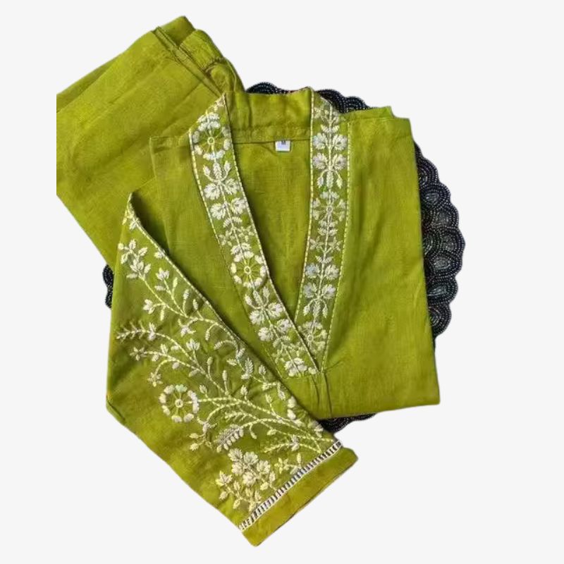 Embrodery Women Kurta Pant Set